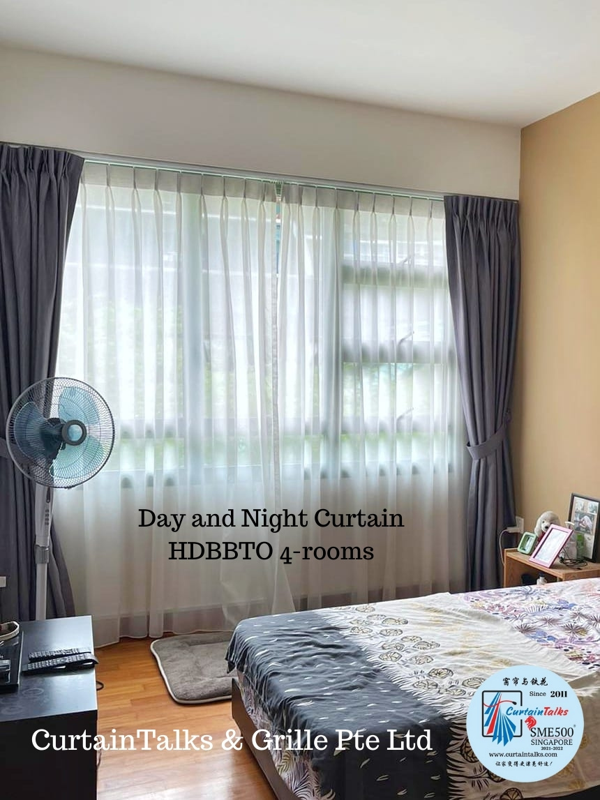 This is a Picture of Day and night curtain picture  for Singapore HDB, day and night curtain for master bedroom, 94 Dawson road